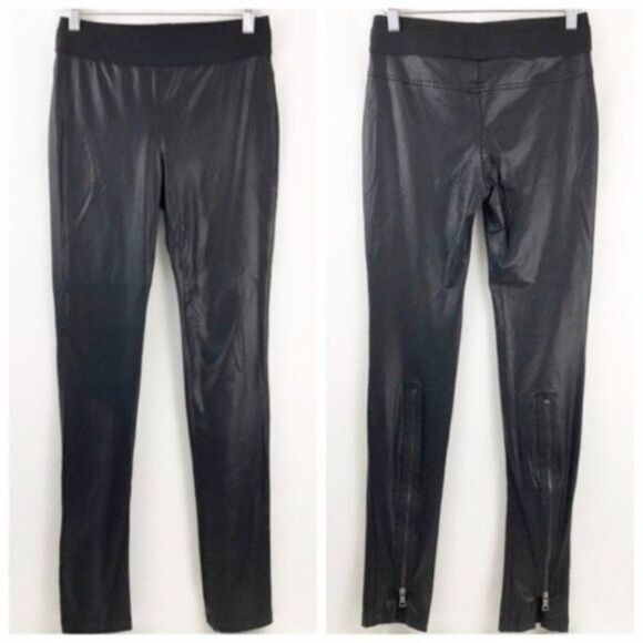 BCBGMaxaAzria Black Coated Myles Zip Pants  - Picture 1 of 8